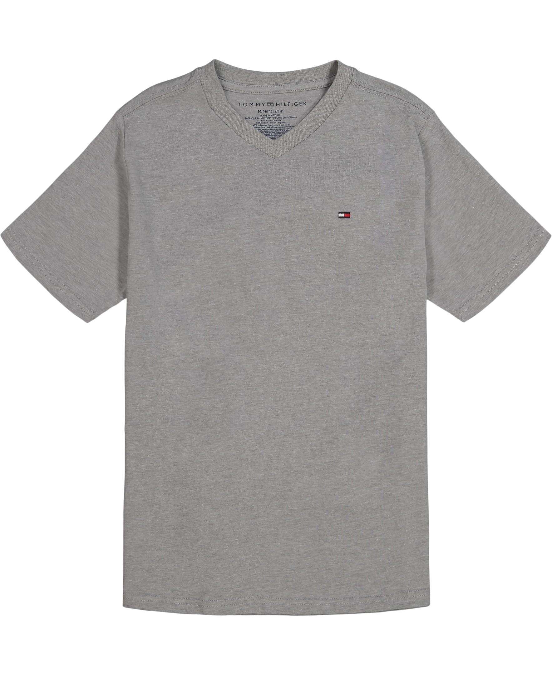 Tommy Hilfiger Boys' Short Sleeve Solid V-Neck T-Shirt, Soft, Comfortable, Relaxed Fit